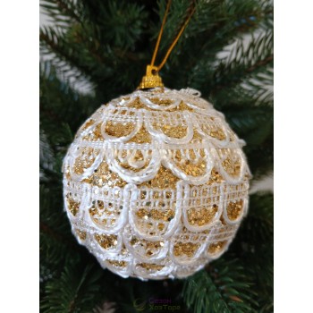 Новорічні кулі золоті з орнаментом Ø80мм, ціна за набір 3 шт (SH215)